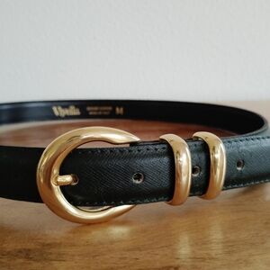 Vintage Viyella Leather Belt Emerald Green / Made In Italy